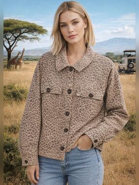 Torrid Leopard-Print Taupe Jean Jacket. NWT sizes 1x, 2x And 3x Avail.
